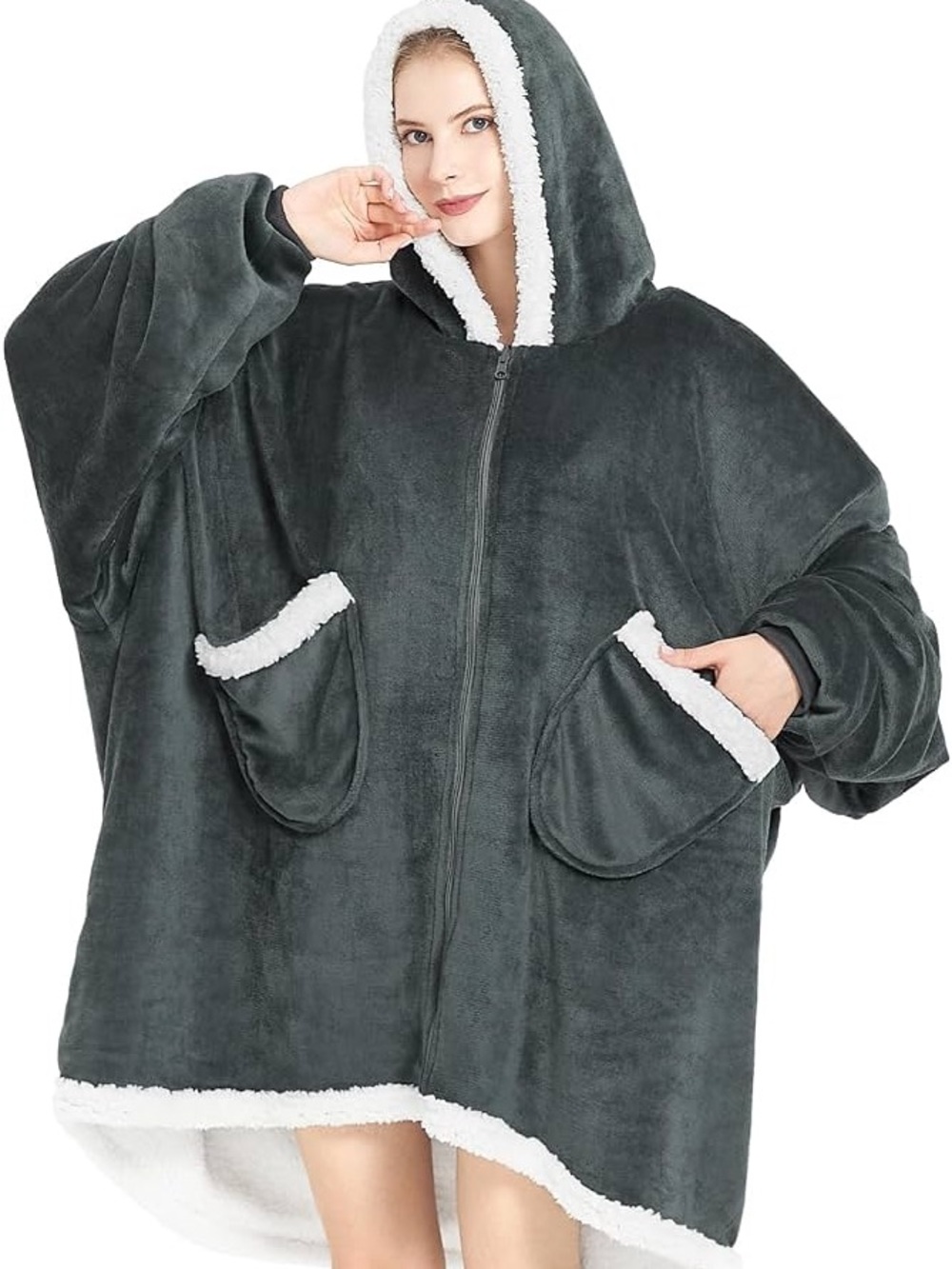 Gray Sherpa Wearable Blanket NWOT